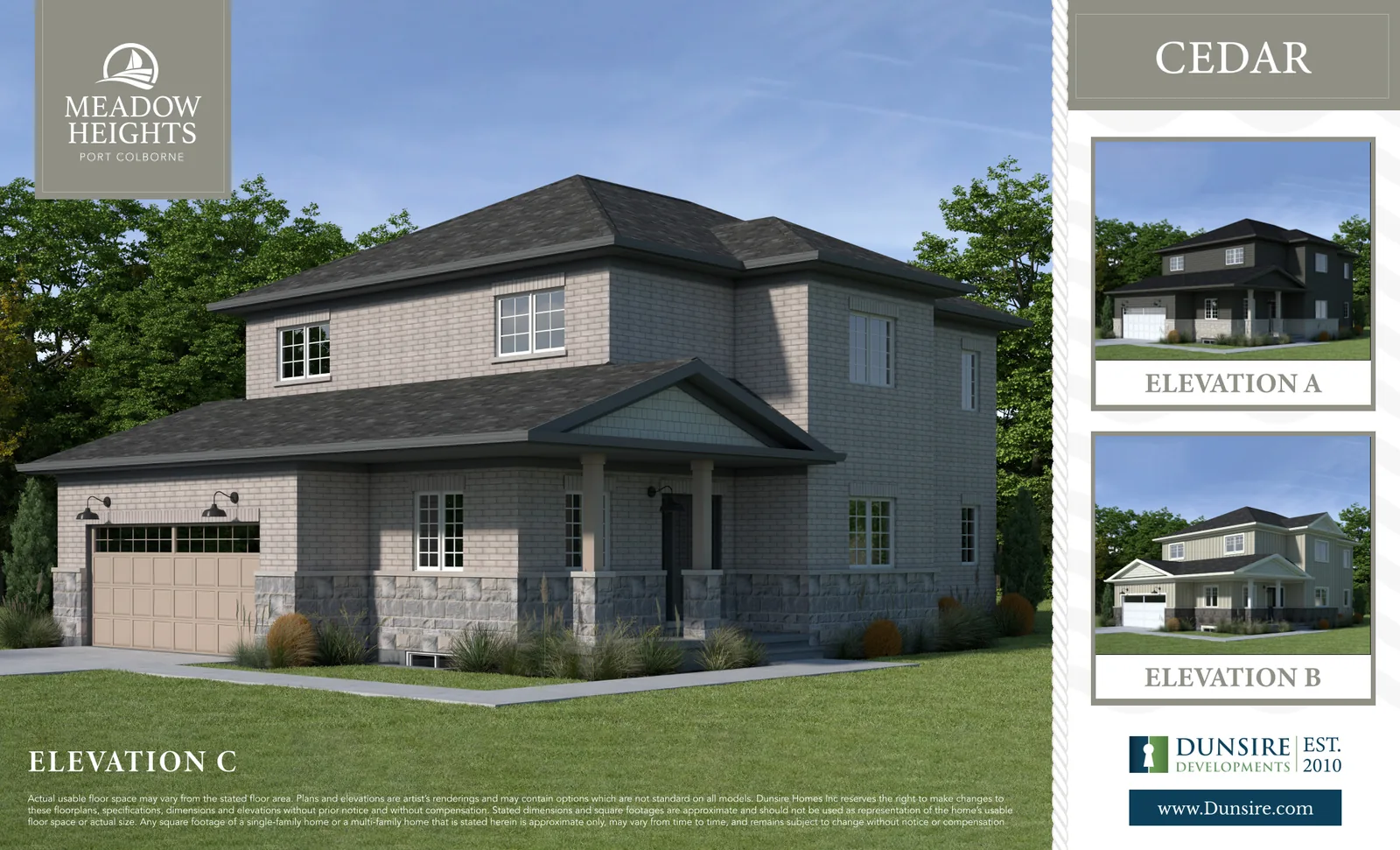 Cedar model front elevation, Meadow Heights