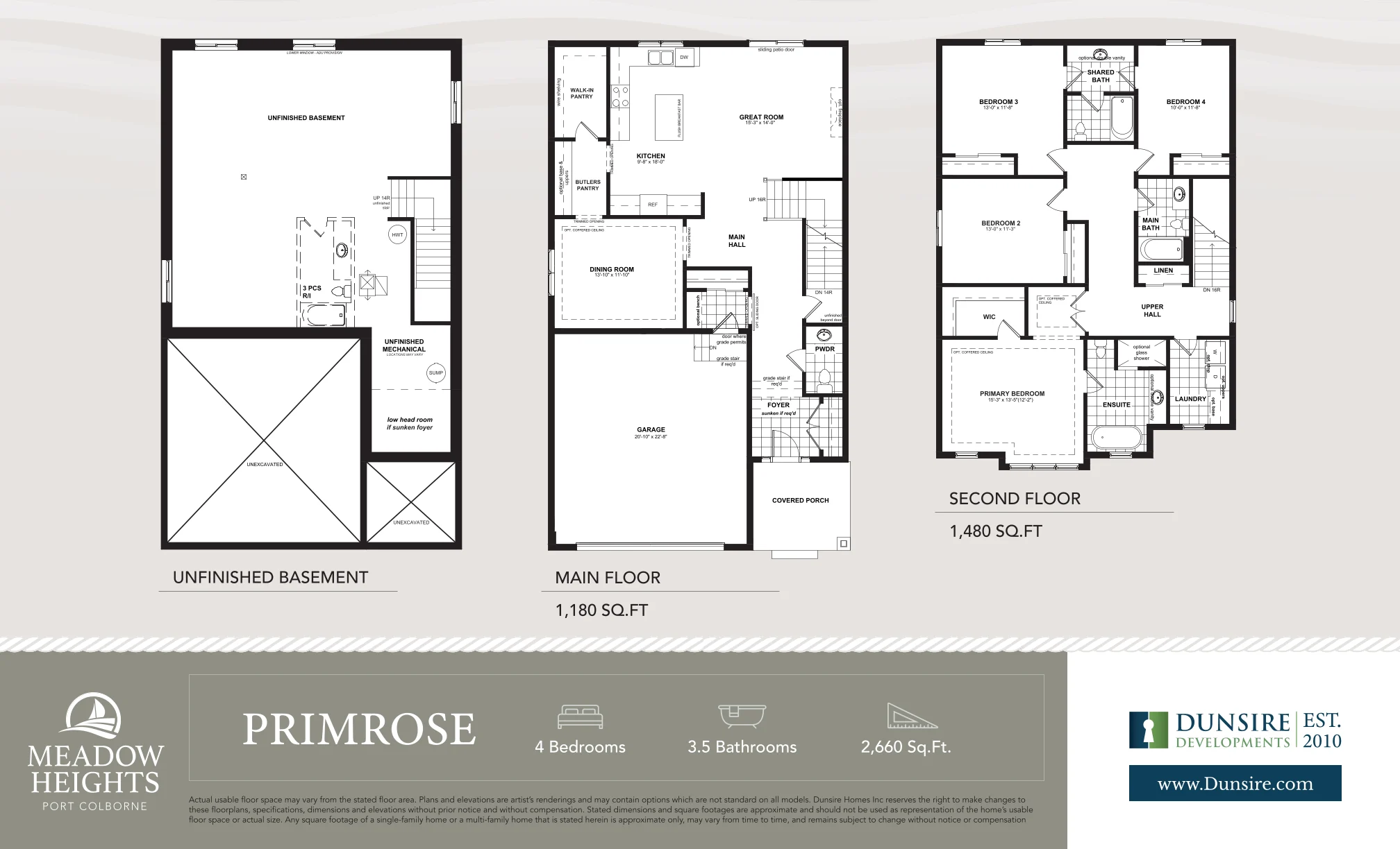 Primrose floor plan, 4 bed 3.5 bath
